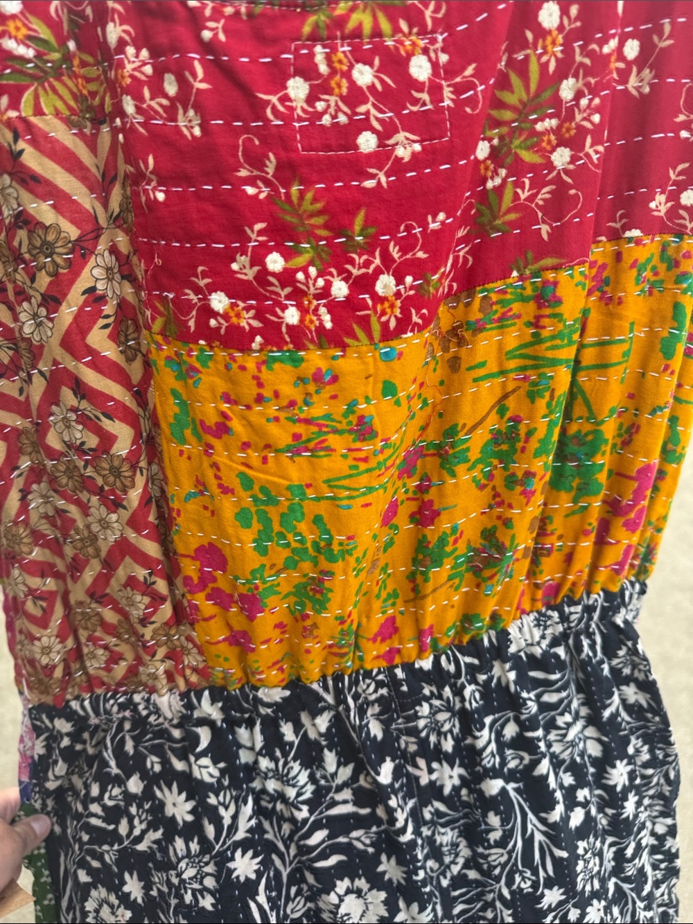 Kantha Patchwork Boho Jumpsuit with Button Front - Picture 10 of 12